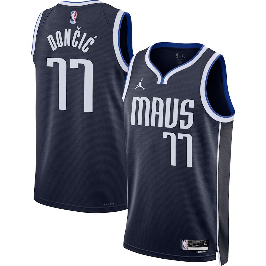 Men Dallas Mavericks #77 Luka Doncic Jordan Brand Navy 2022-23 Statement Edition Swingman NBA Jersey->dallas mavericks->NBA Jersey